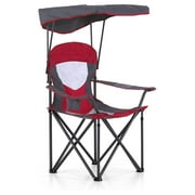 Keeomi Camp Chair with Shade Canopy Folding Camping Chair with Cup Holder and Carry Bag for Outdoor Camping Hiking Beach, Heavy Duty 350 LBS